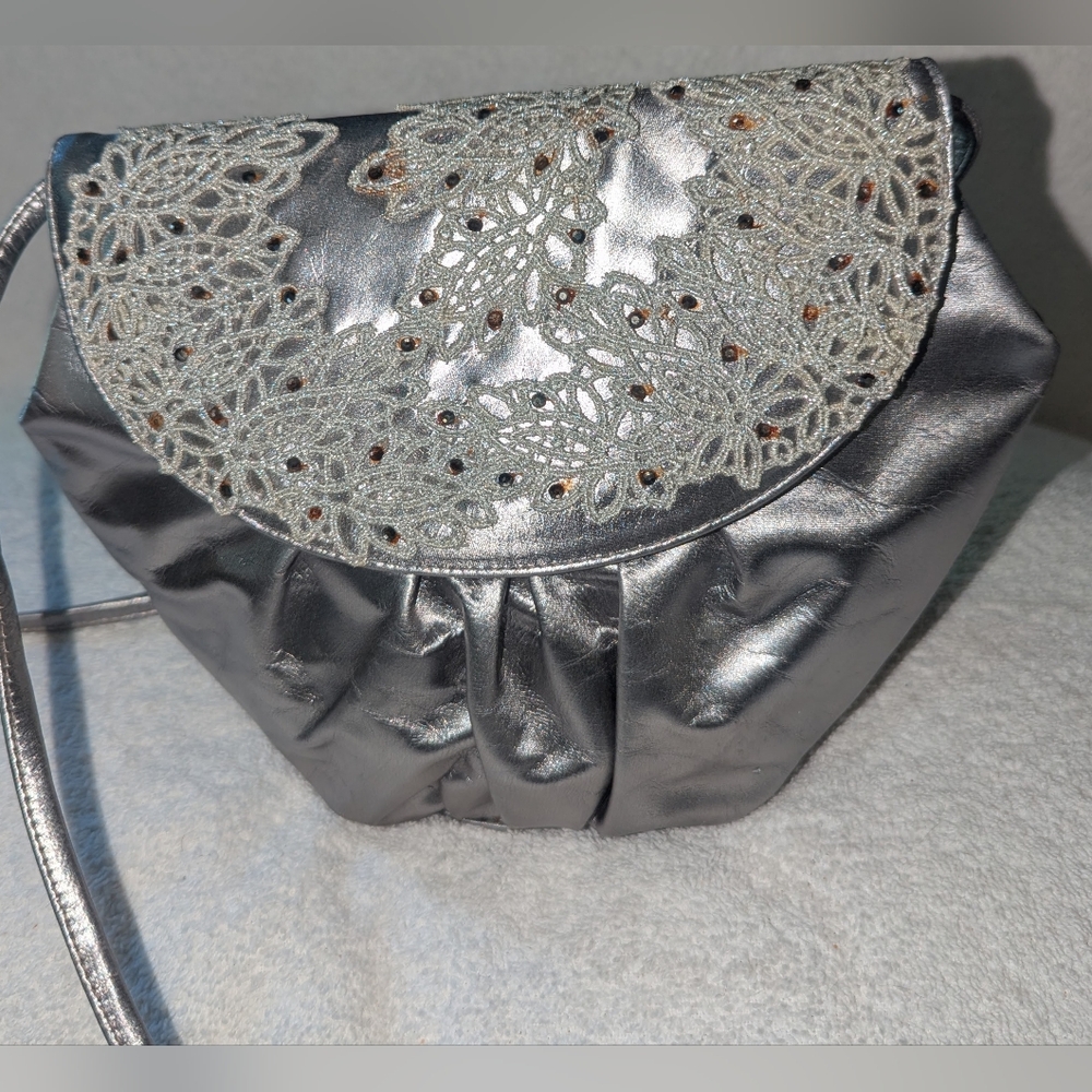 Stuart Weitzman Silver Glitter Evening Bag.